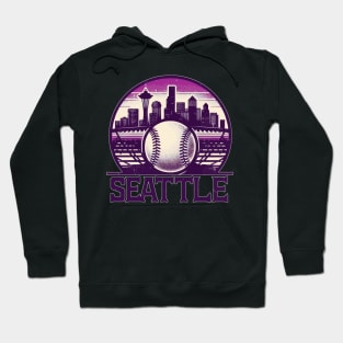 Retro Vintage Purple Seattle City Baseball Hoodie